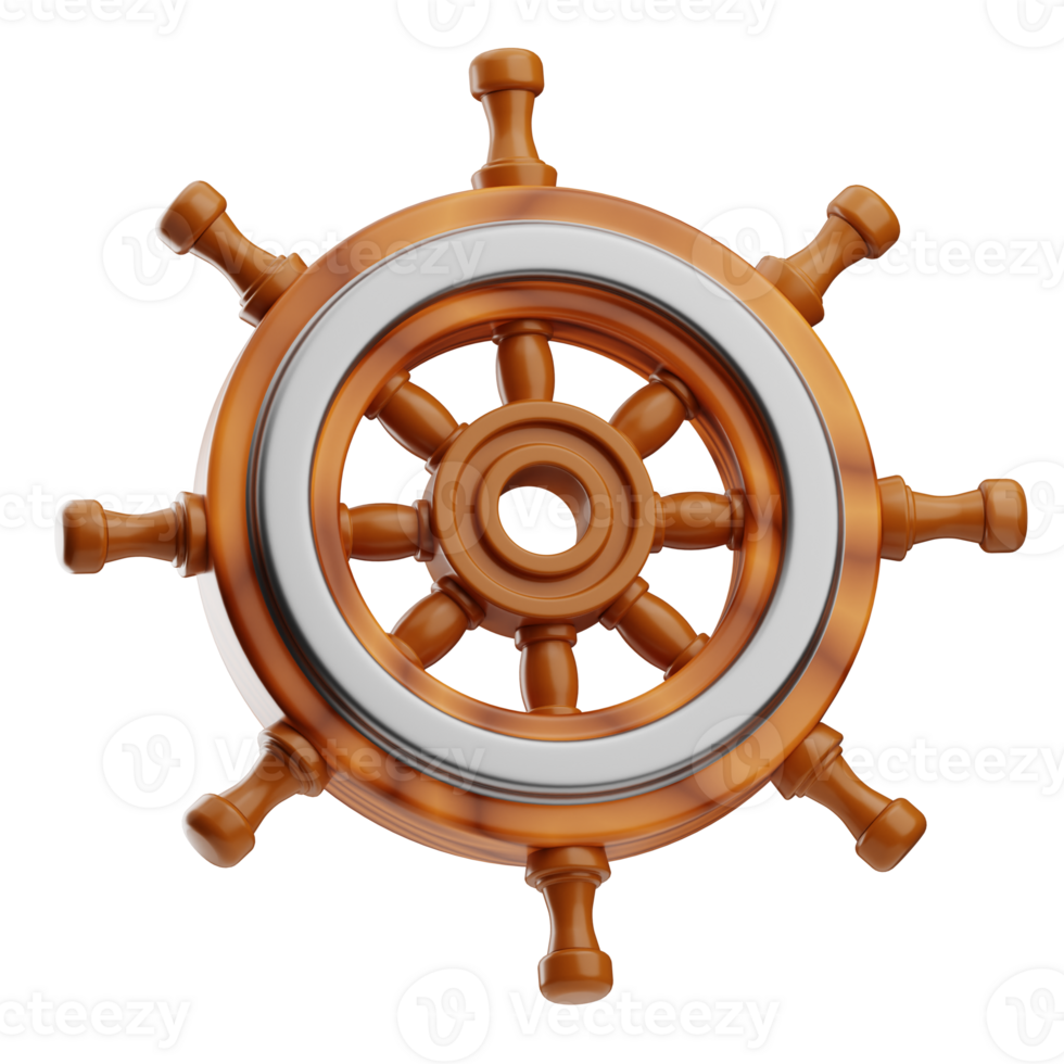Ships Steering Wheel Pirates object illustration 3D png