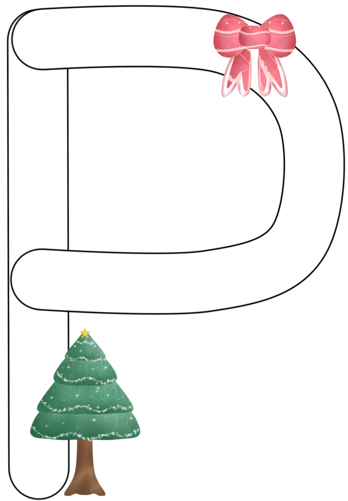 alphabet P in Christmas theme png