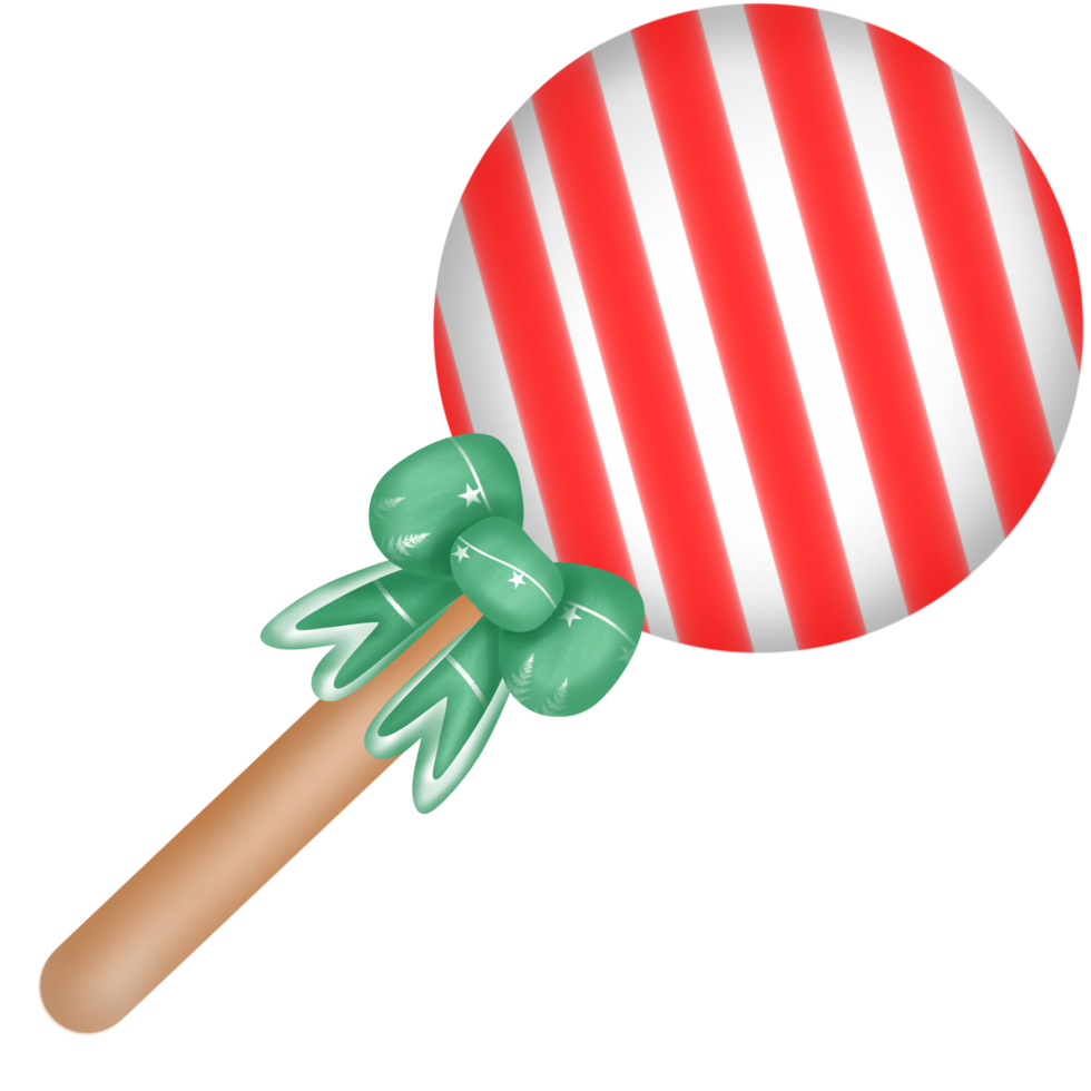 red and white candy decorated with green bow png