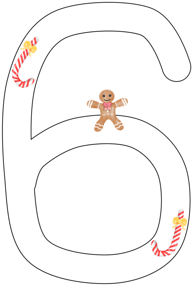 number 6 in Christmas theme png