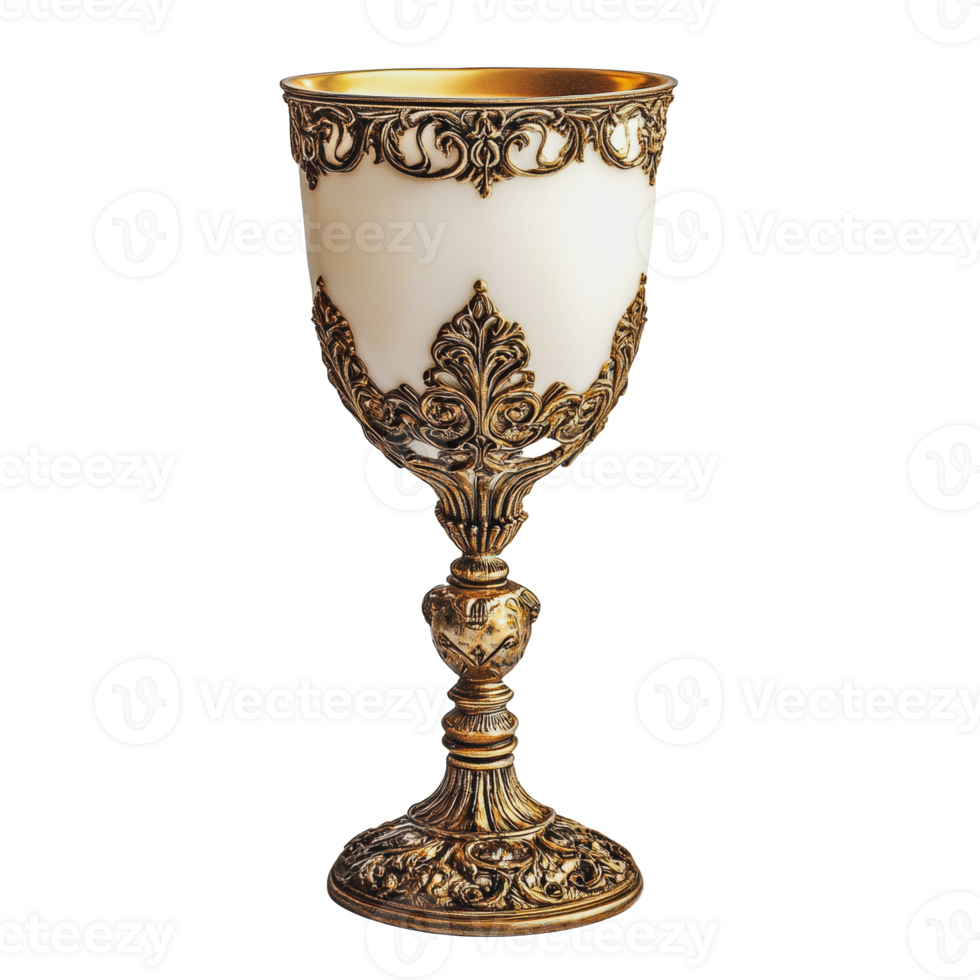 Decorative ornate goblet with intricate gold detailing displayed elegantly on a neutral background png