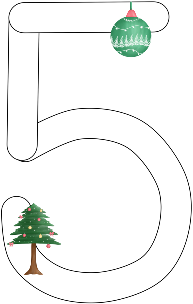 number 5 in Christmas theme png
