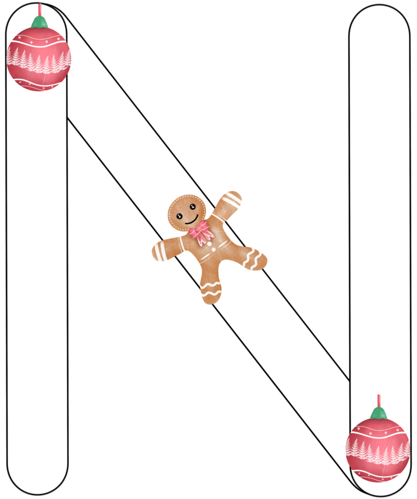 alphabet N in Christmas theme png