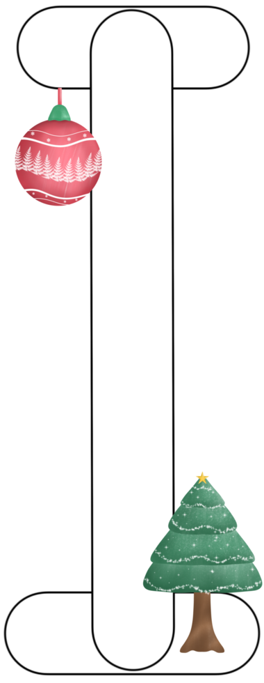 alphabet I in Christmas theme png