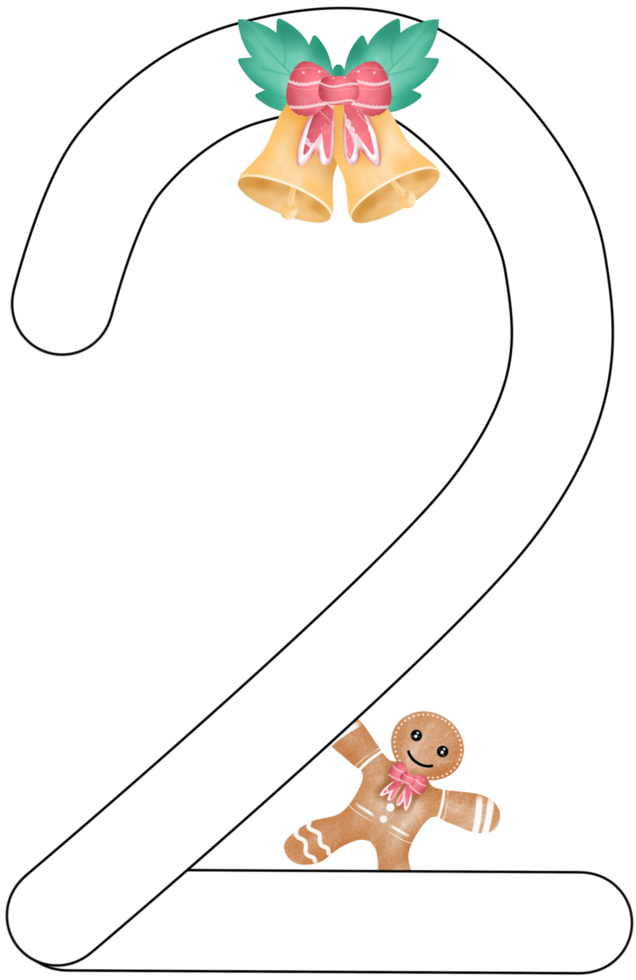 number 2 in Christmas theme png