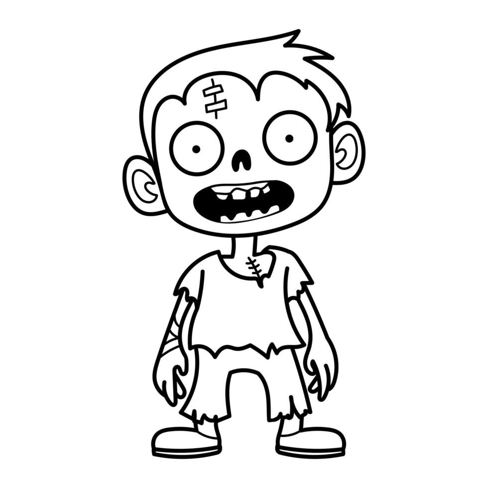 illustration of a cartoon zombie, ideal for Halloween projects, children's coloring books or spooky designs vector