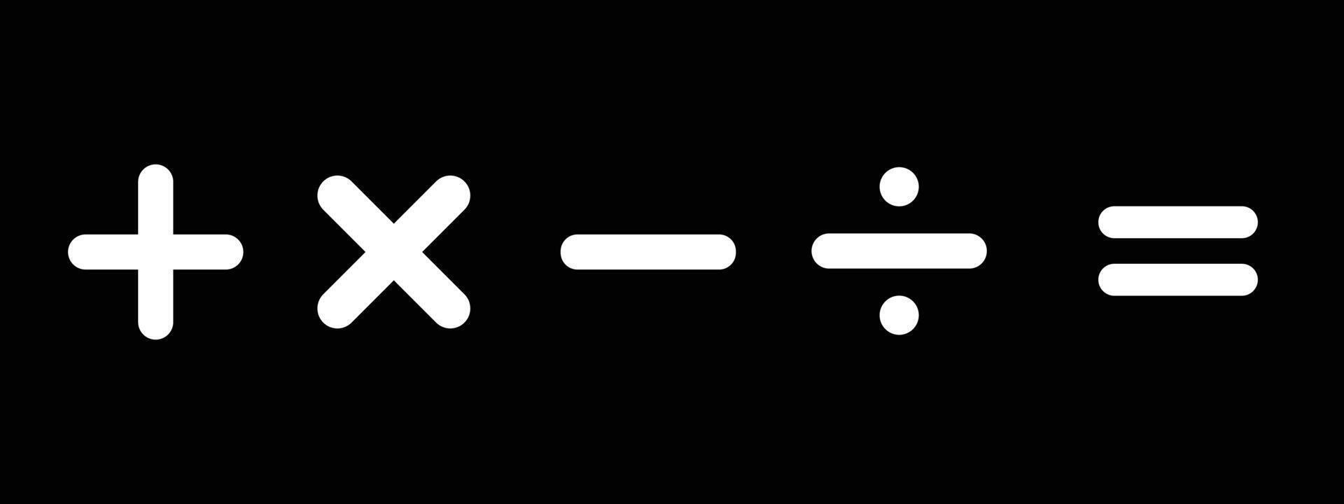 Math symbol icon in white isolated on black vector