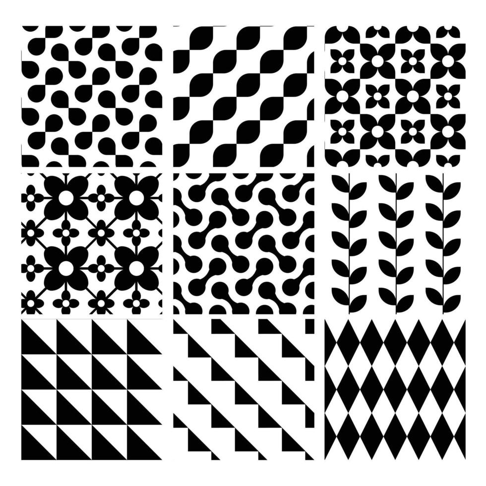 Black and white geometric seamless pattern vector