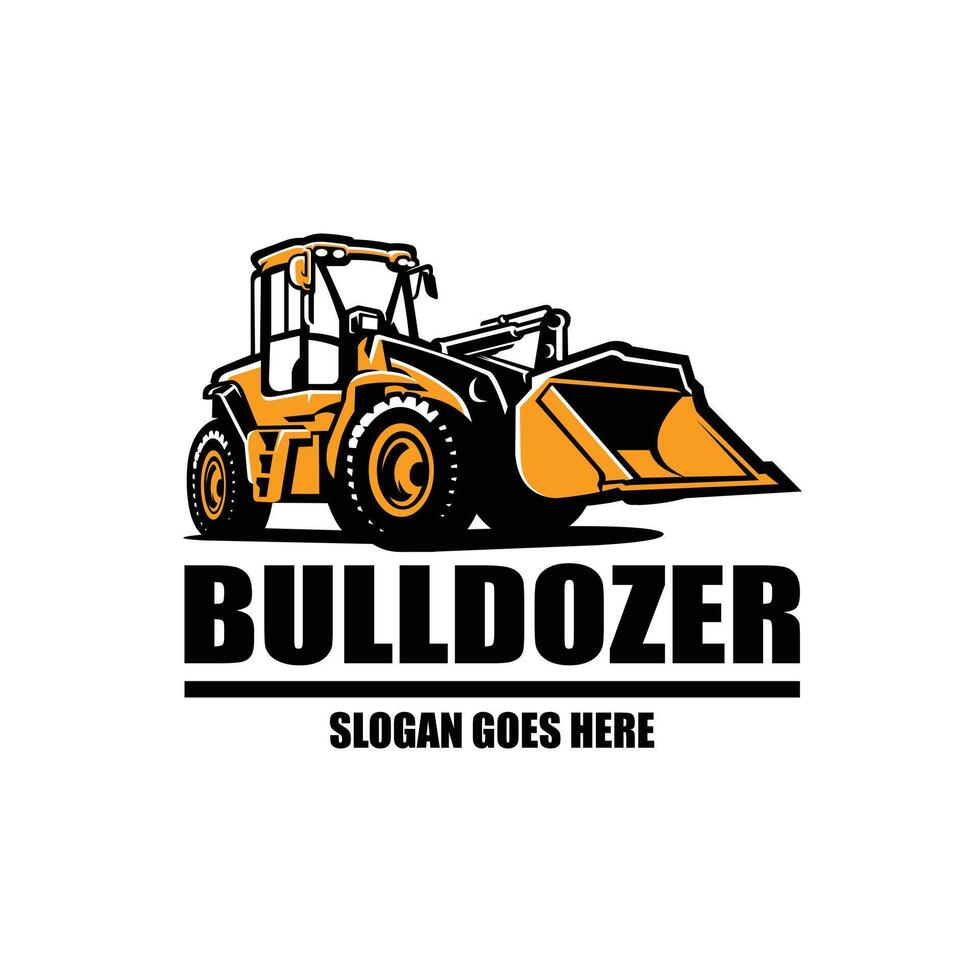 Bulldozer heavy duty construction logo design isolated illustration. Best for construction related industry vector
