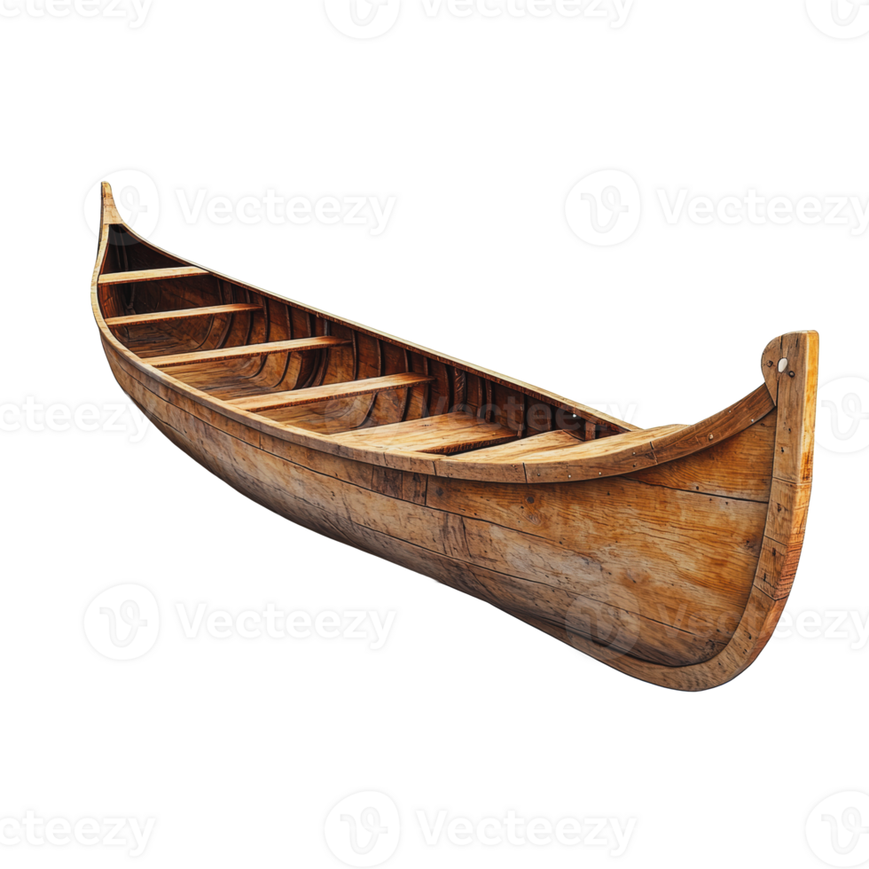 Wooden canoe resting on a plain background png