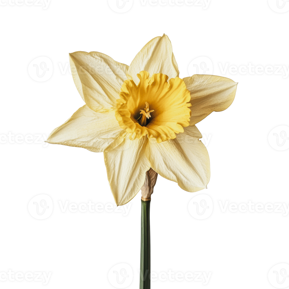 Yellow daffodil blooming in spring sunlight png