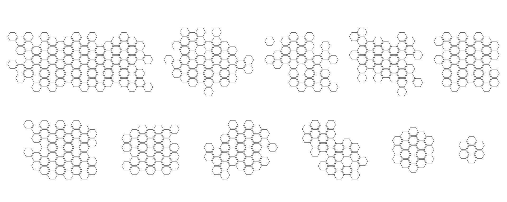 Honey comb. Propolis. Doodle honeycomb structure. Honey, pollen, wax, parchment and bee products in sketch style. Stock black and white illustration isolated on a white background. vector