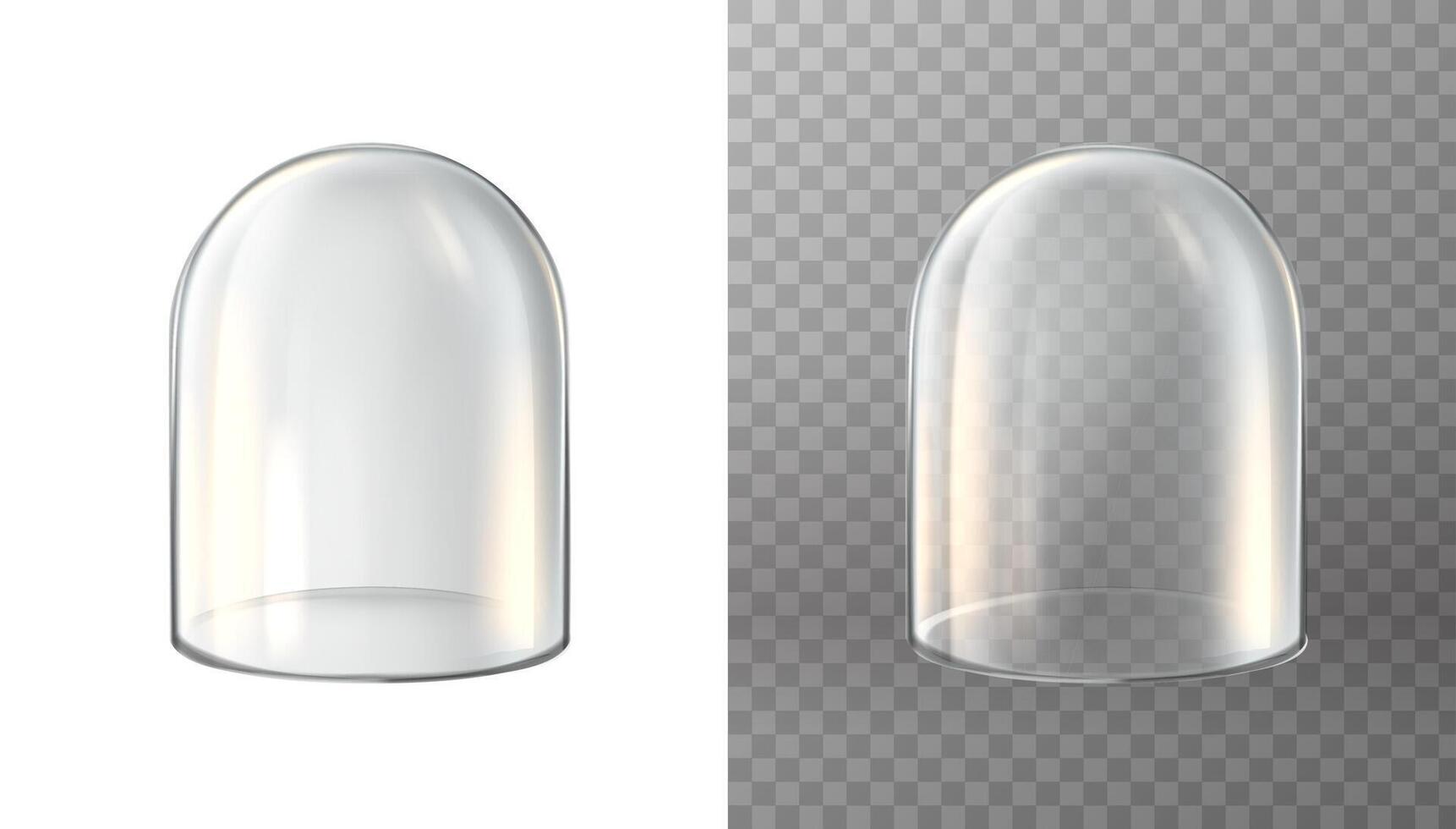 Glass dome. 3d realistic icon. protective cover. Snow globe or kitchen glassware. vector