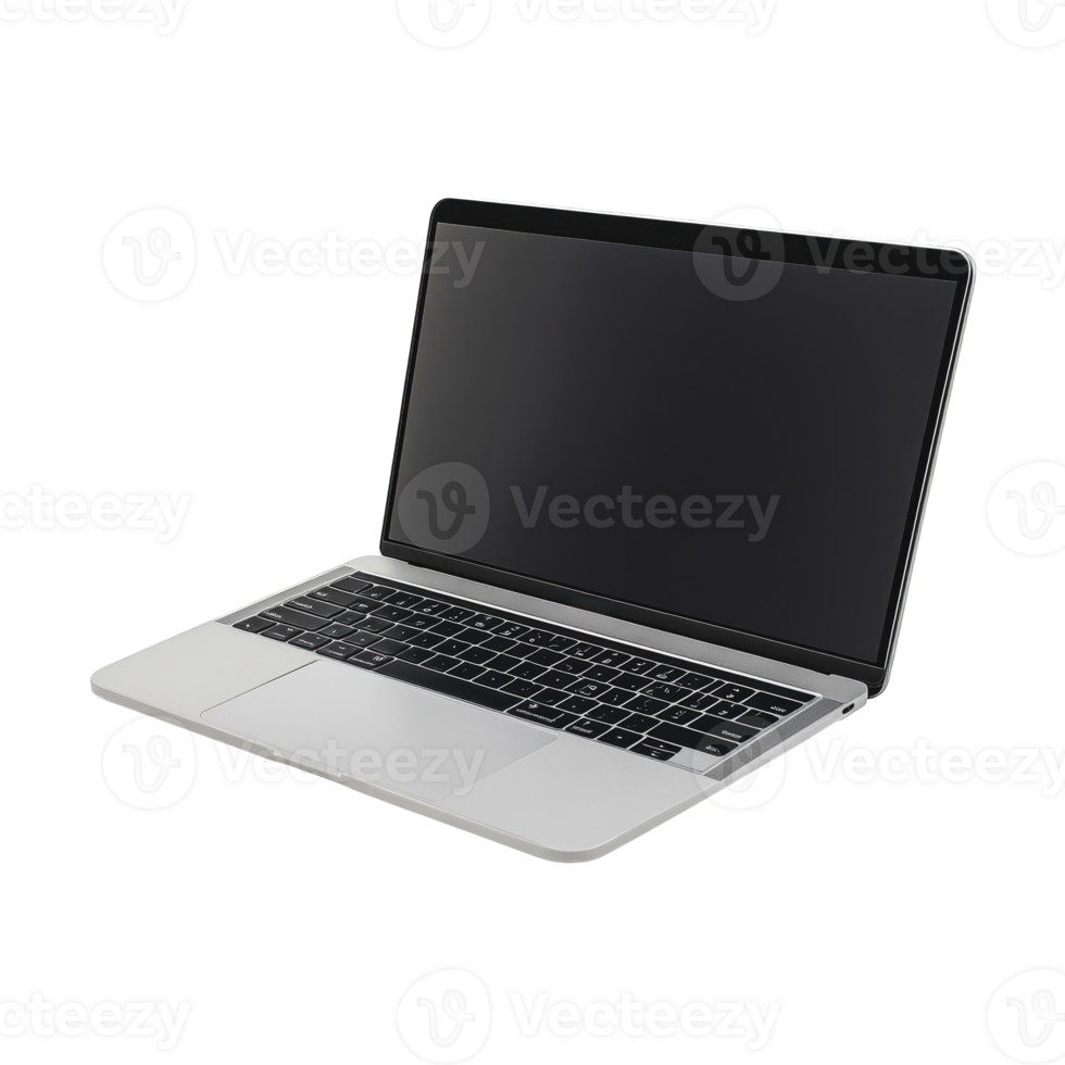 Modern laptop on a surface with an empty screen png