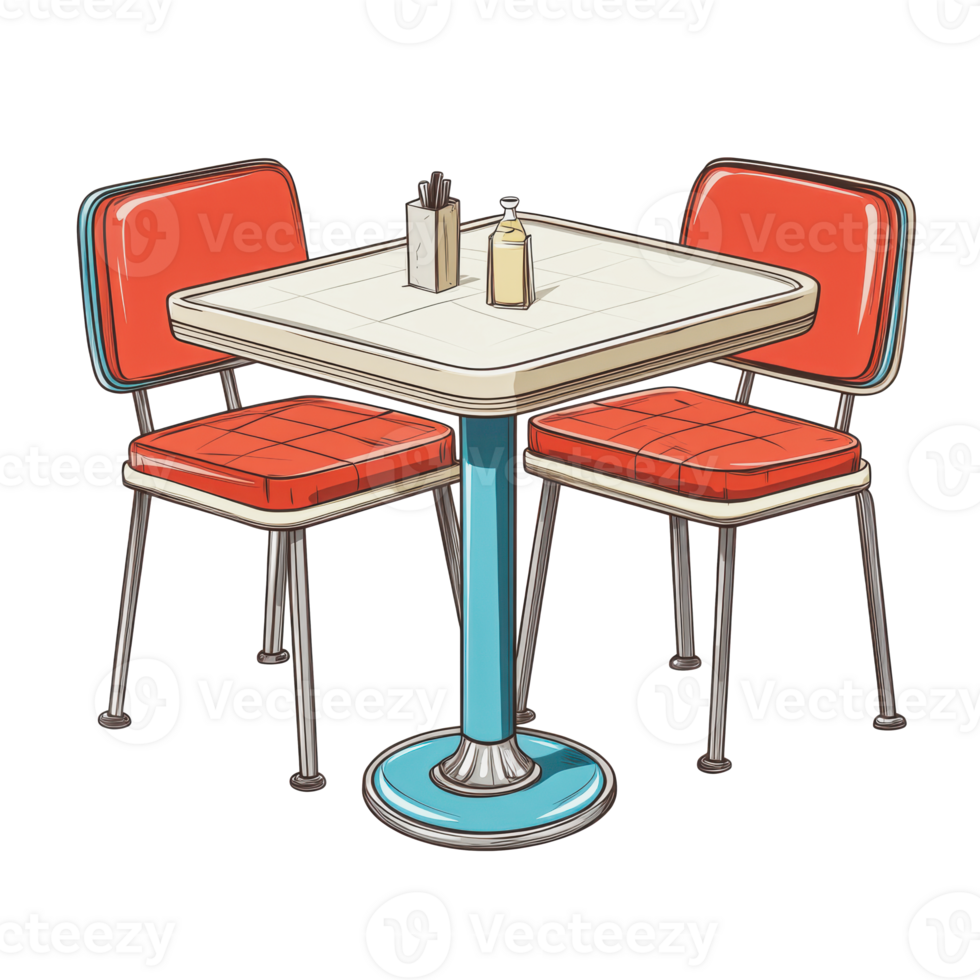Retro Diner Table With Orange Seats 49327842 PNG retro-diner-table-with-orange-seats-49327842-png
