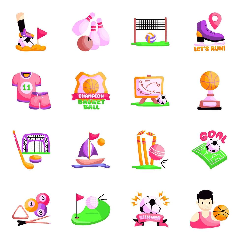 Set of Game Flat Stickers vector