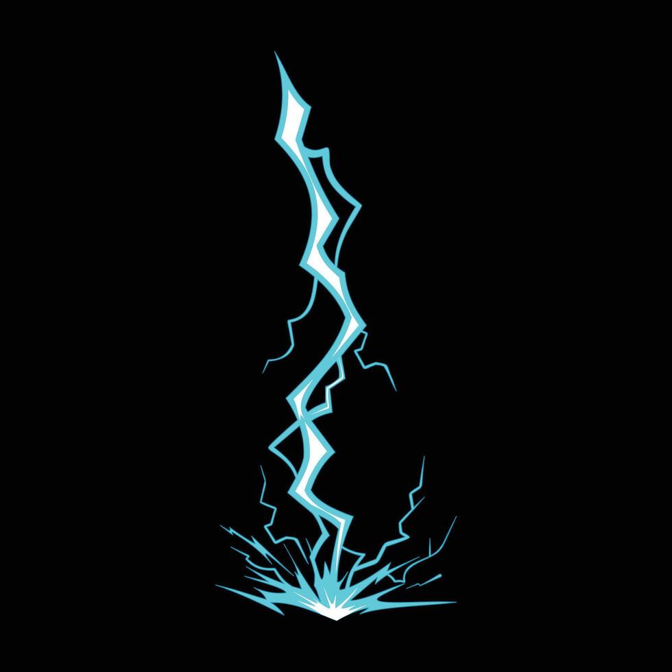cartoon lightning strike impact energy vector