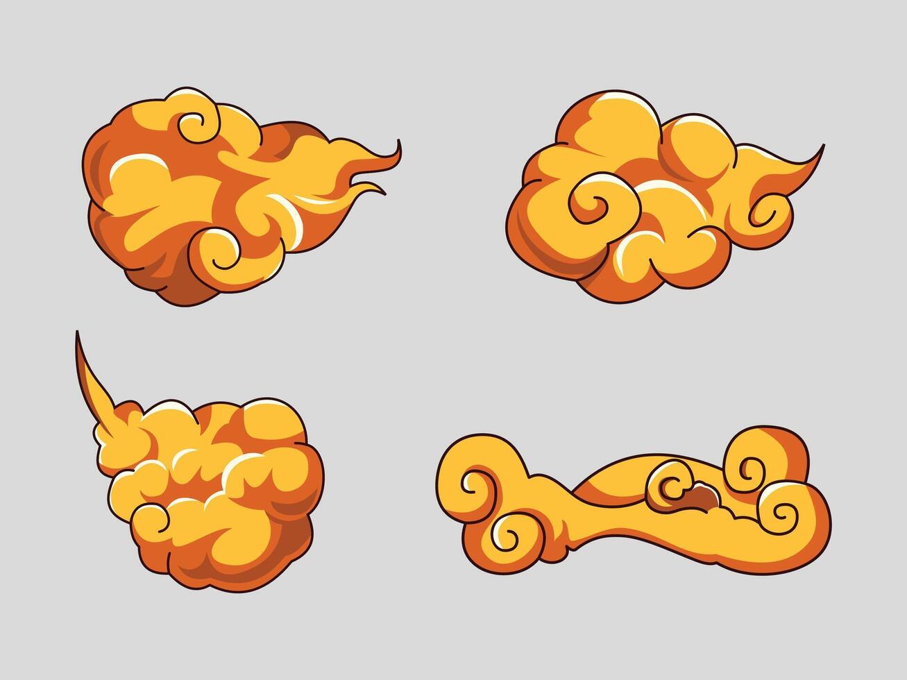 flat oriental cloud cartoon vector