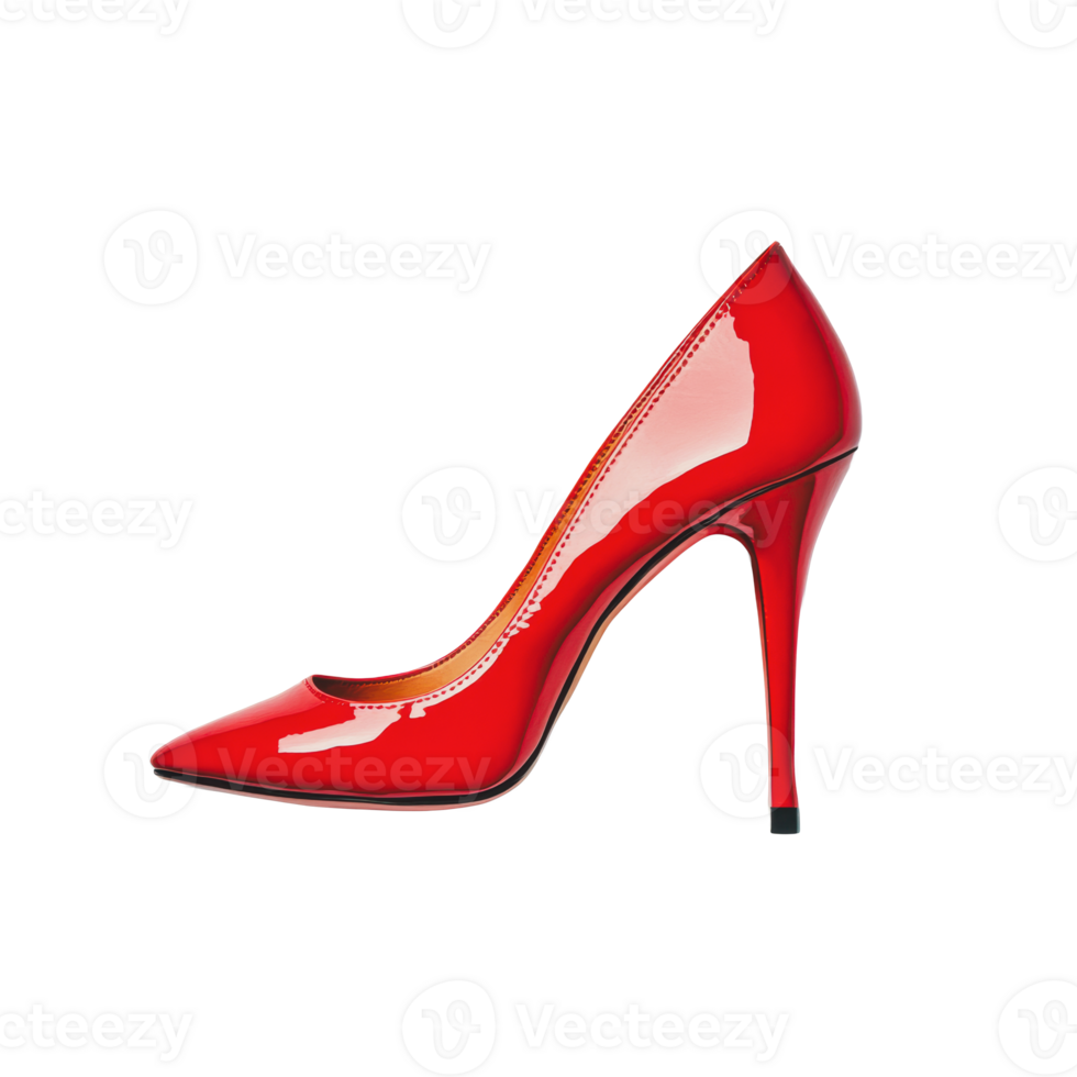 Elegant red high heel shoe with pointed toe design png