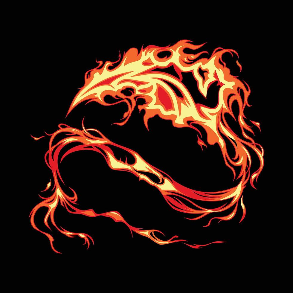bright fire flame anime illustration vector