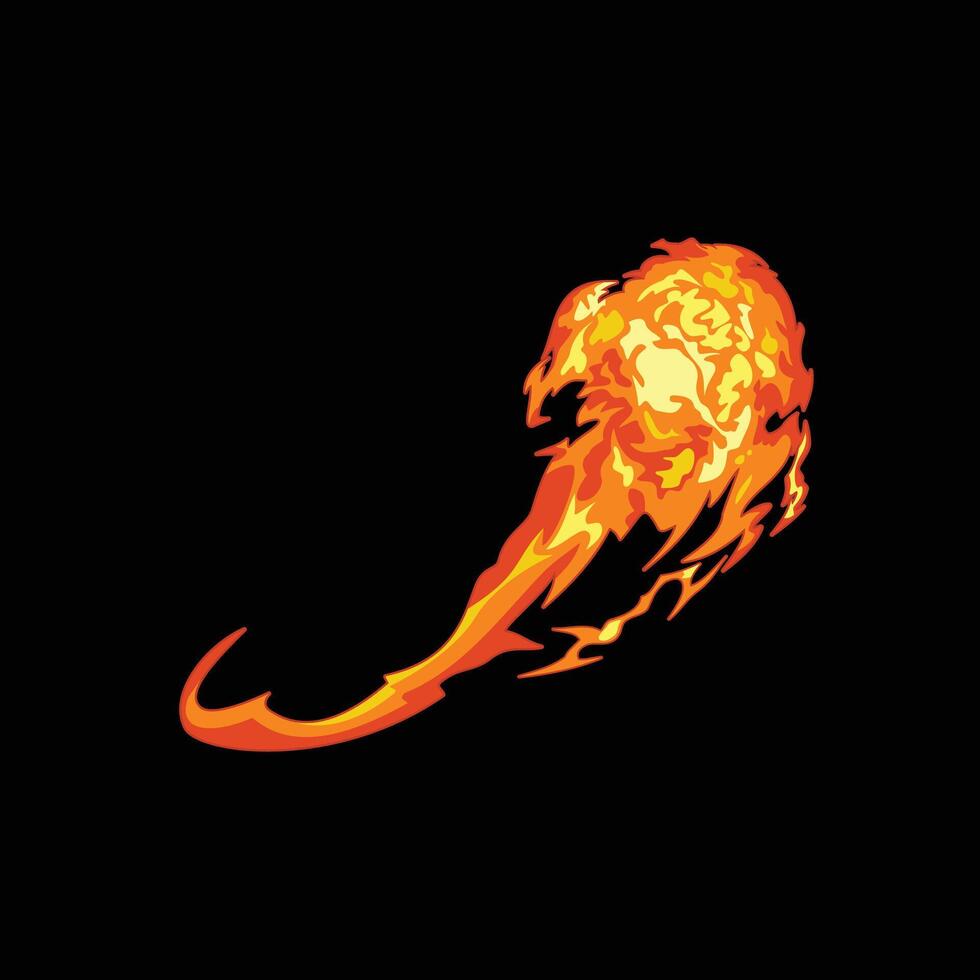 cartoon flame fireball effect element vector