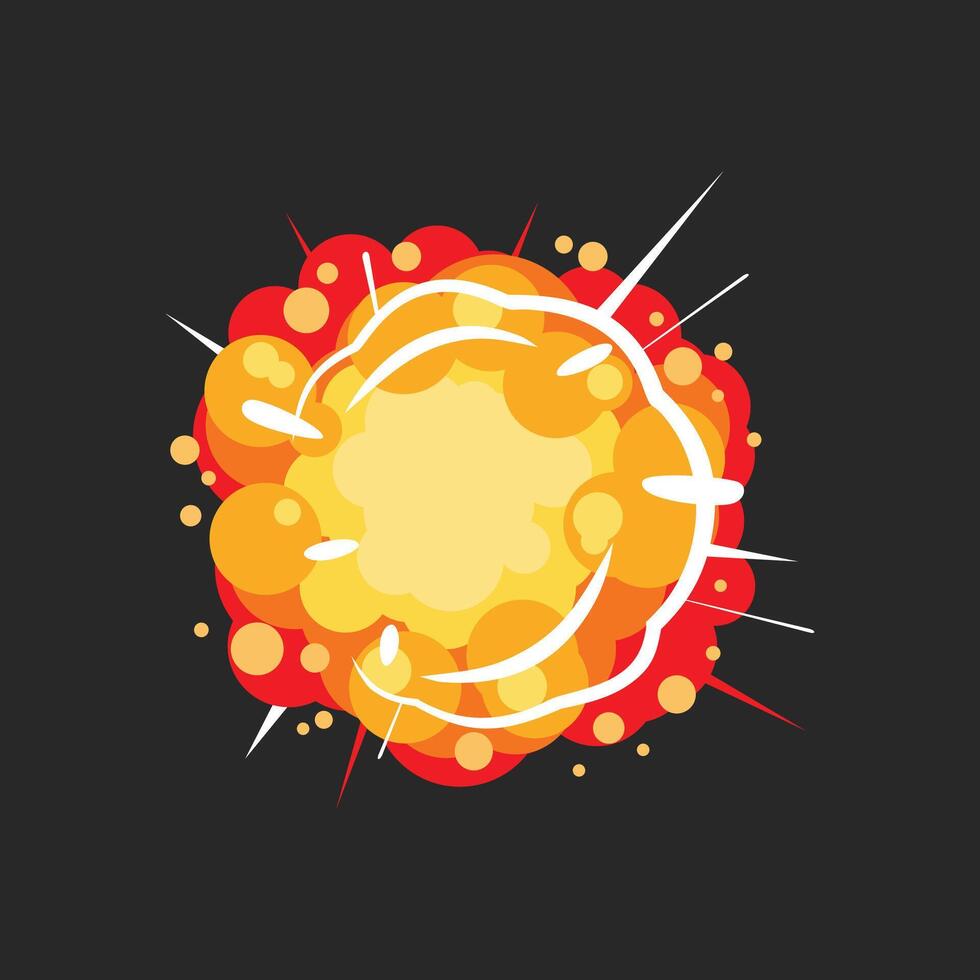 red explosion bomb flat cartoon vector