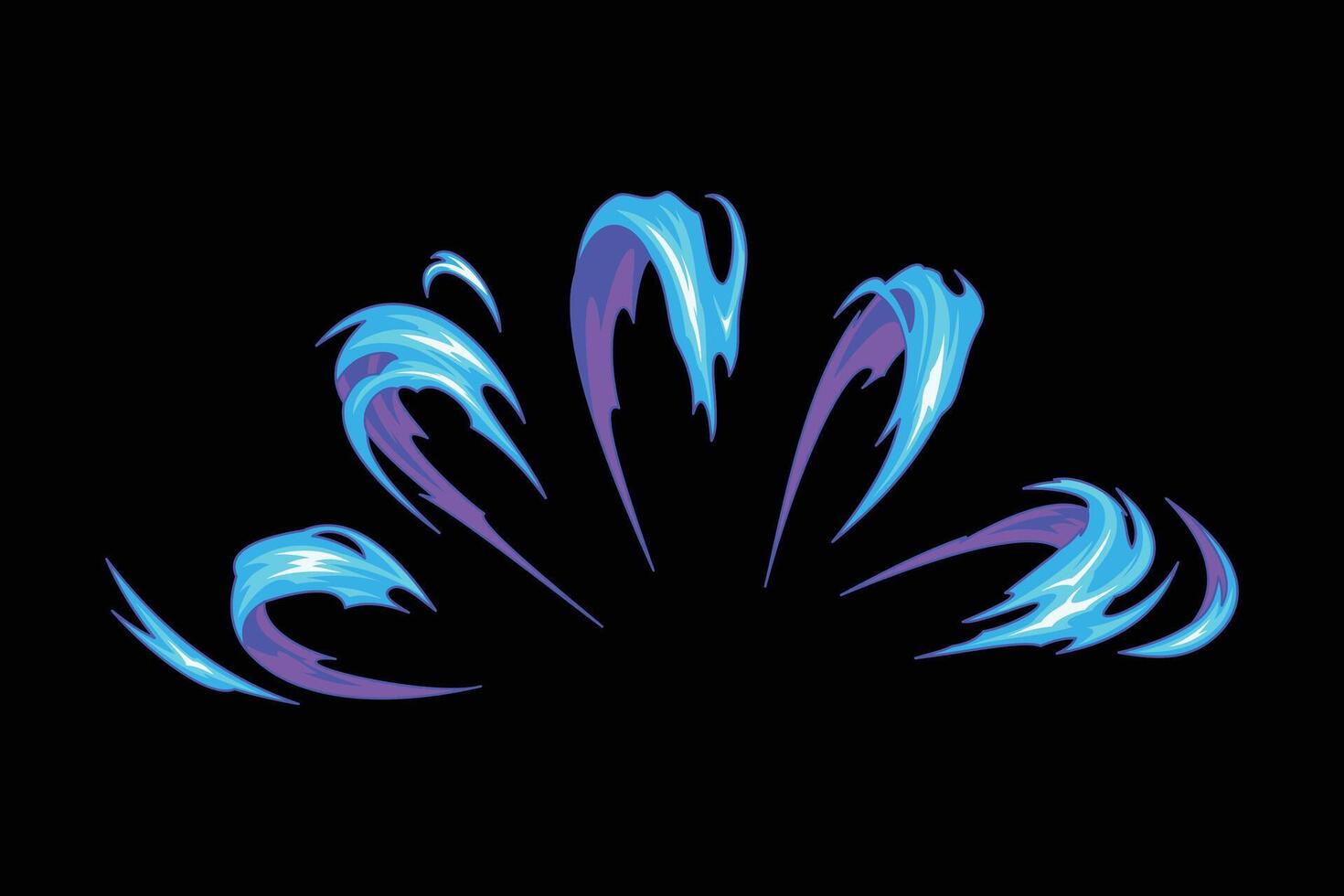 multiple blue magic attack cartoon vector