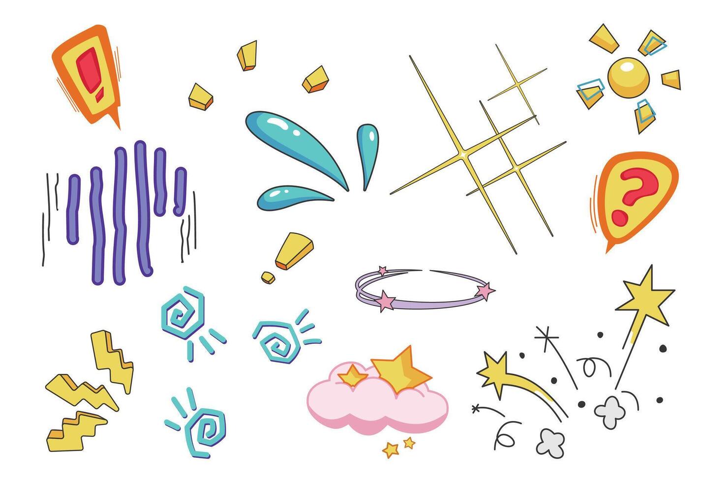 cartoon colored comic element collection vector