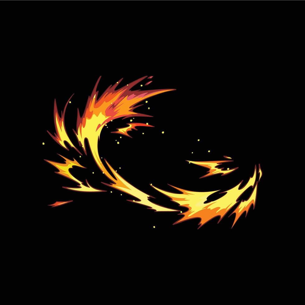 fire slash skill cartoon effect vector