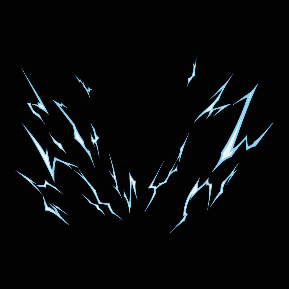 cartoon blue lightning impact energy vector