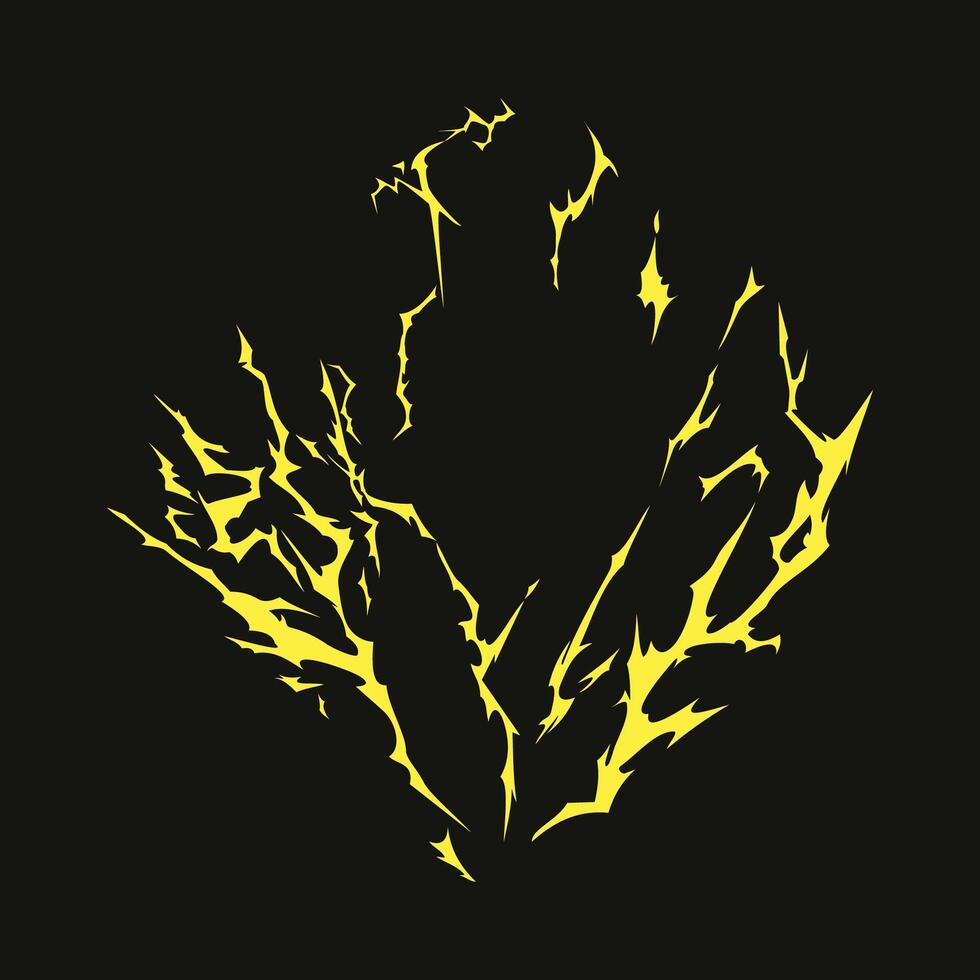 yellow lightning impact effect cartoon vector