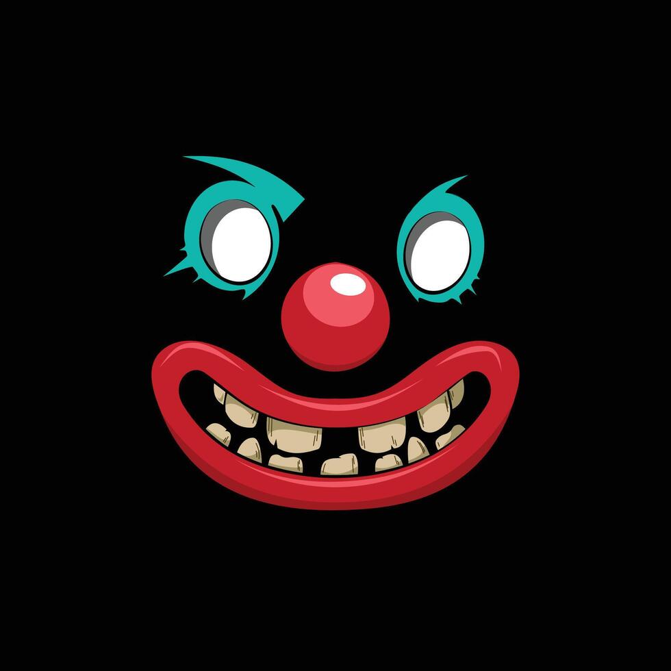scary clown face cartoon drawing vector