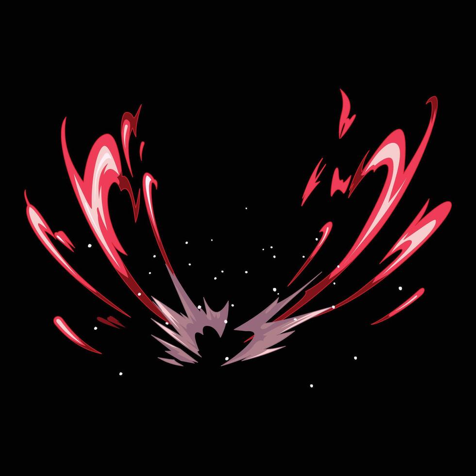 red slash attack cartoon effect vector