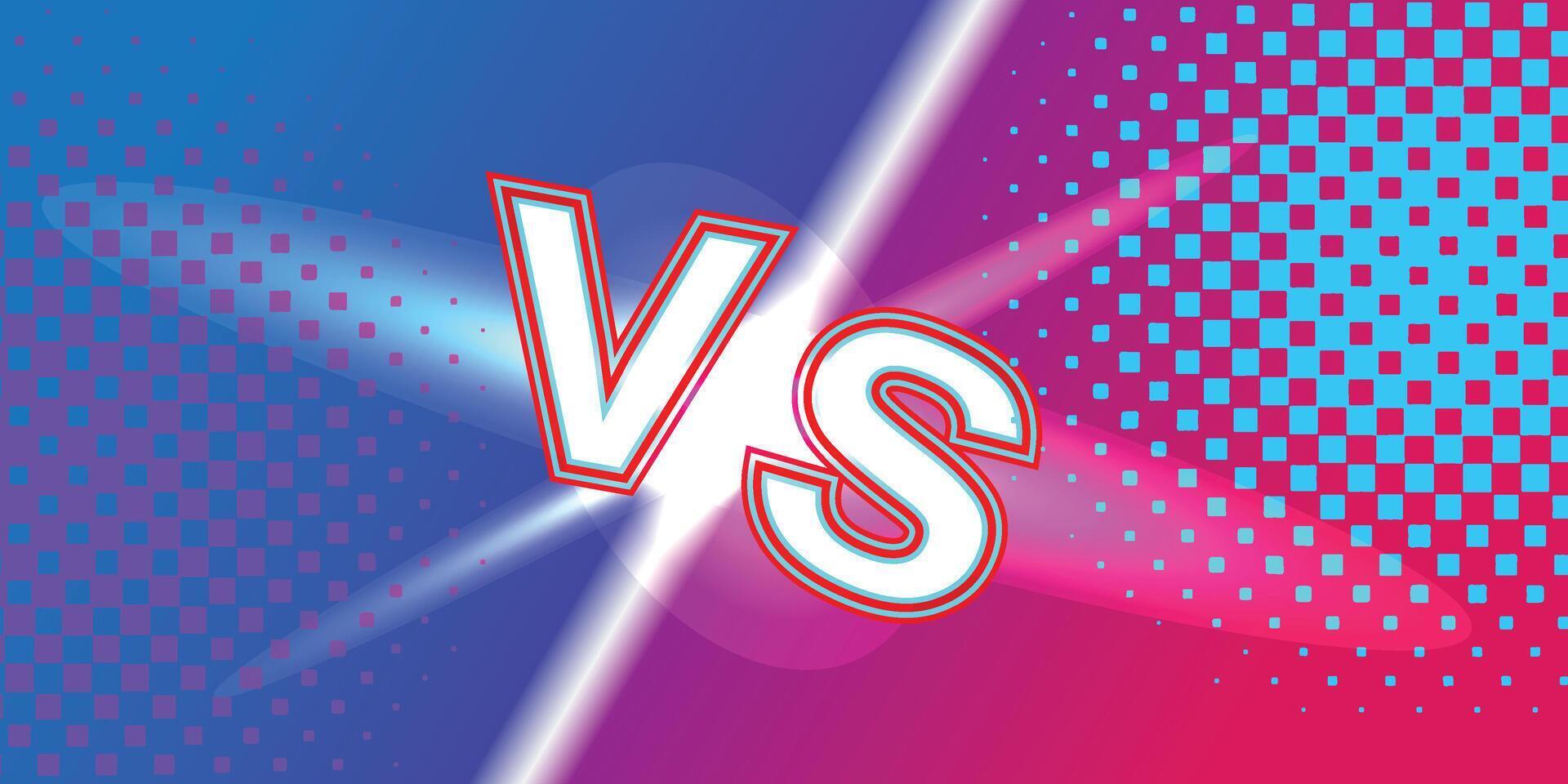 Background versus conflict battle screen and technology style blue and purple futuristic gradient comparison with light sparkles. vector