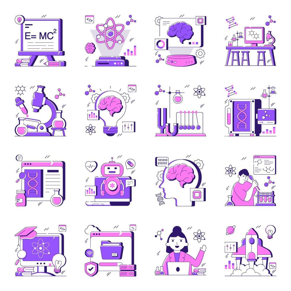 Set of Science Flat Illustrations vector