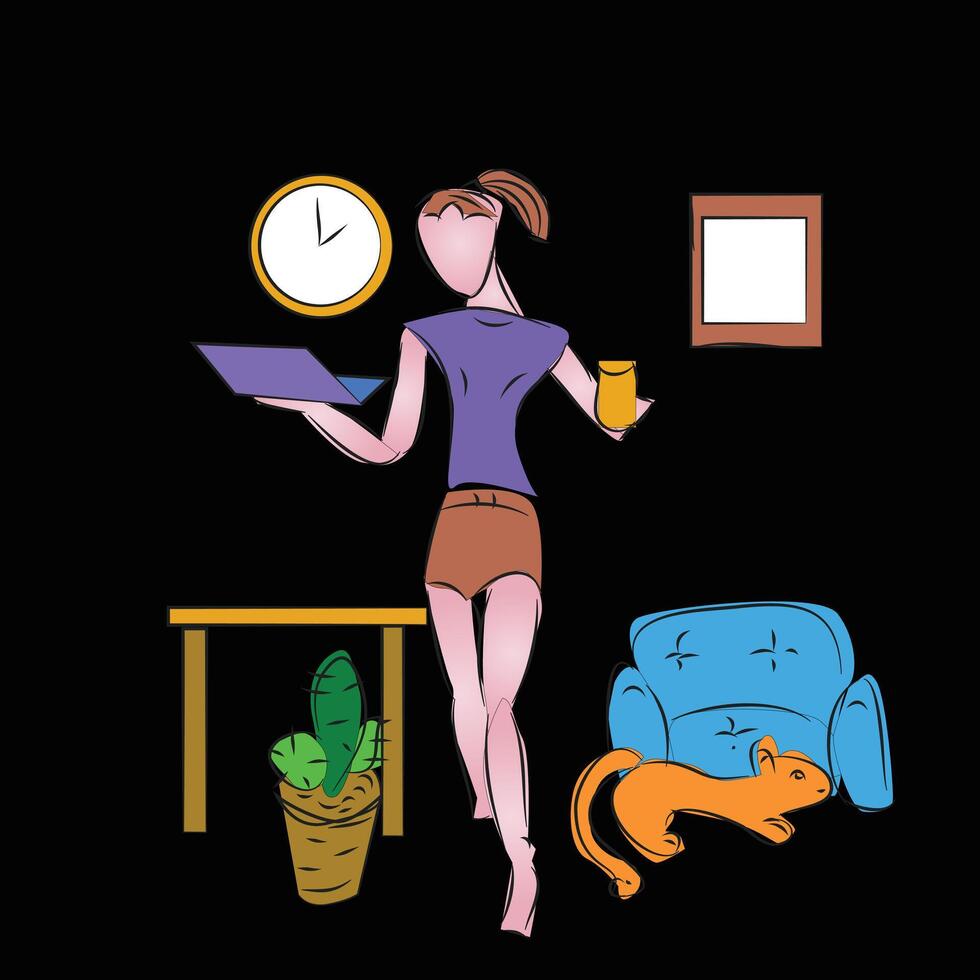 Work From Home Illustration vector