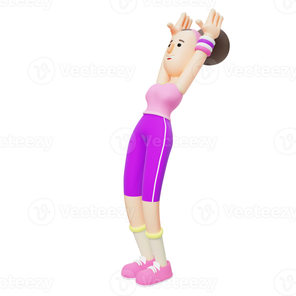 3D Yoga Lifestyle. Cartoon Character Performing Yoga Mountain Pose. Girl Cartoon Character png