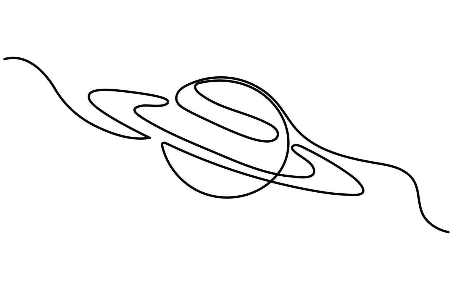 Continuous one line drawing Saturn Planet illustration vector