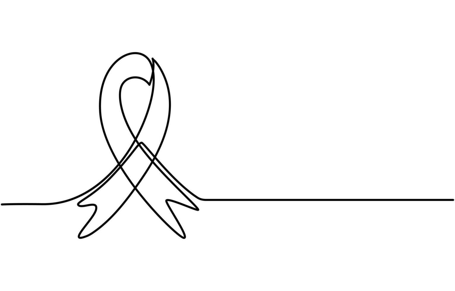 continuous one line drawing breast cancer awareness ribbon vector