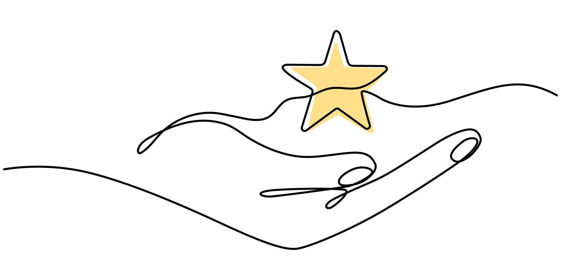 continuous line drawing hand holding star illustration illustration vector