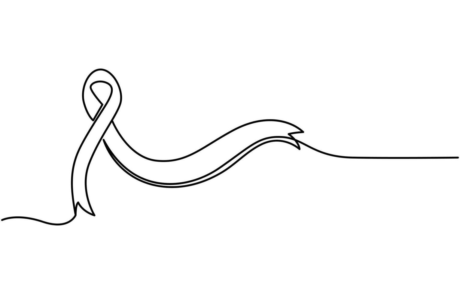 continuous one line drawing breast cancer awareness ribbon vector