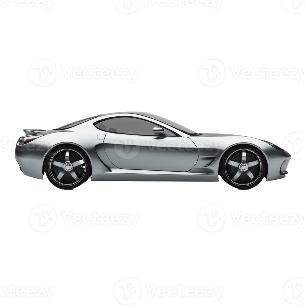 Sleek silver sports car parked on a city street png