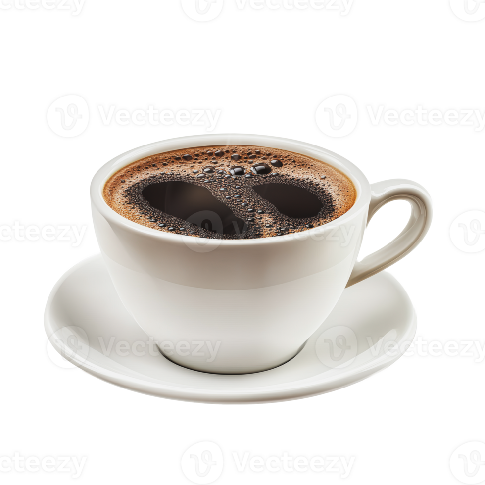 Freshly brewed coffee in a white cup png