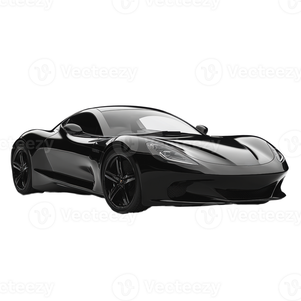 Sleek black sports car parked on a city street png