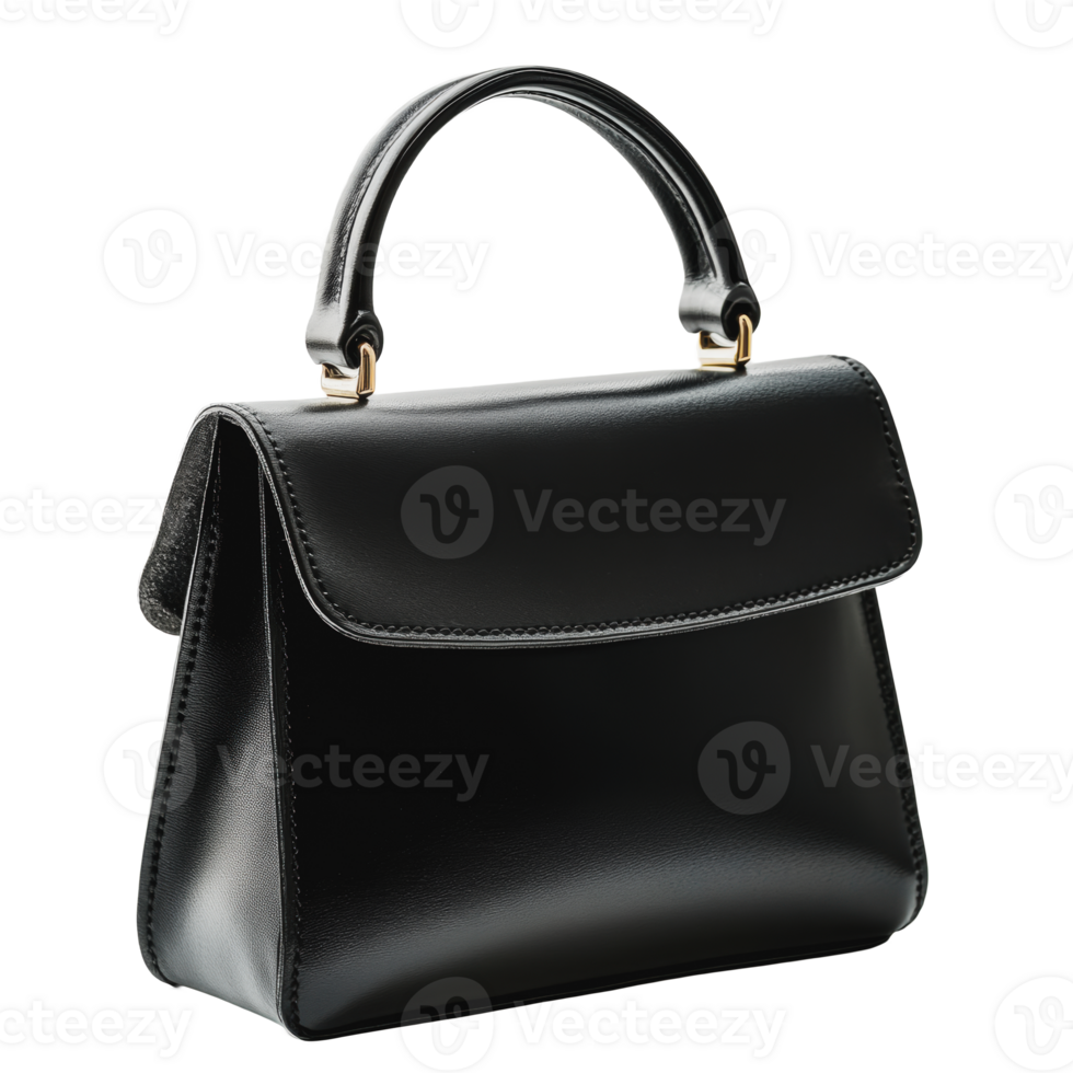 Elegant black handbag with structured design png