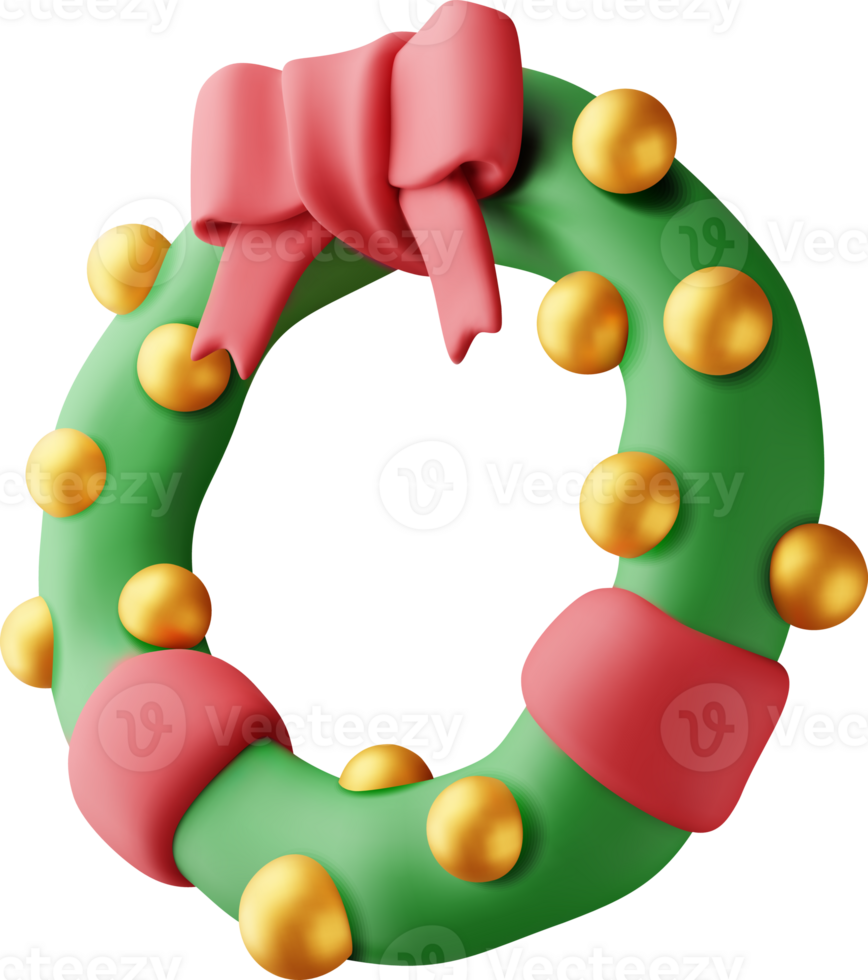 3D Christmas wreath with glass balls png