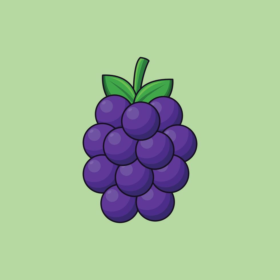 Fresh fruit purple grape icon, grape illustration vector