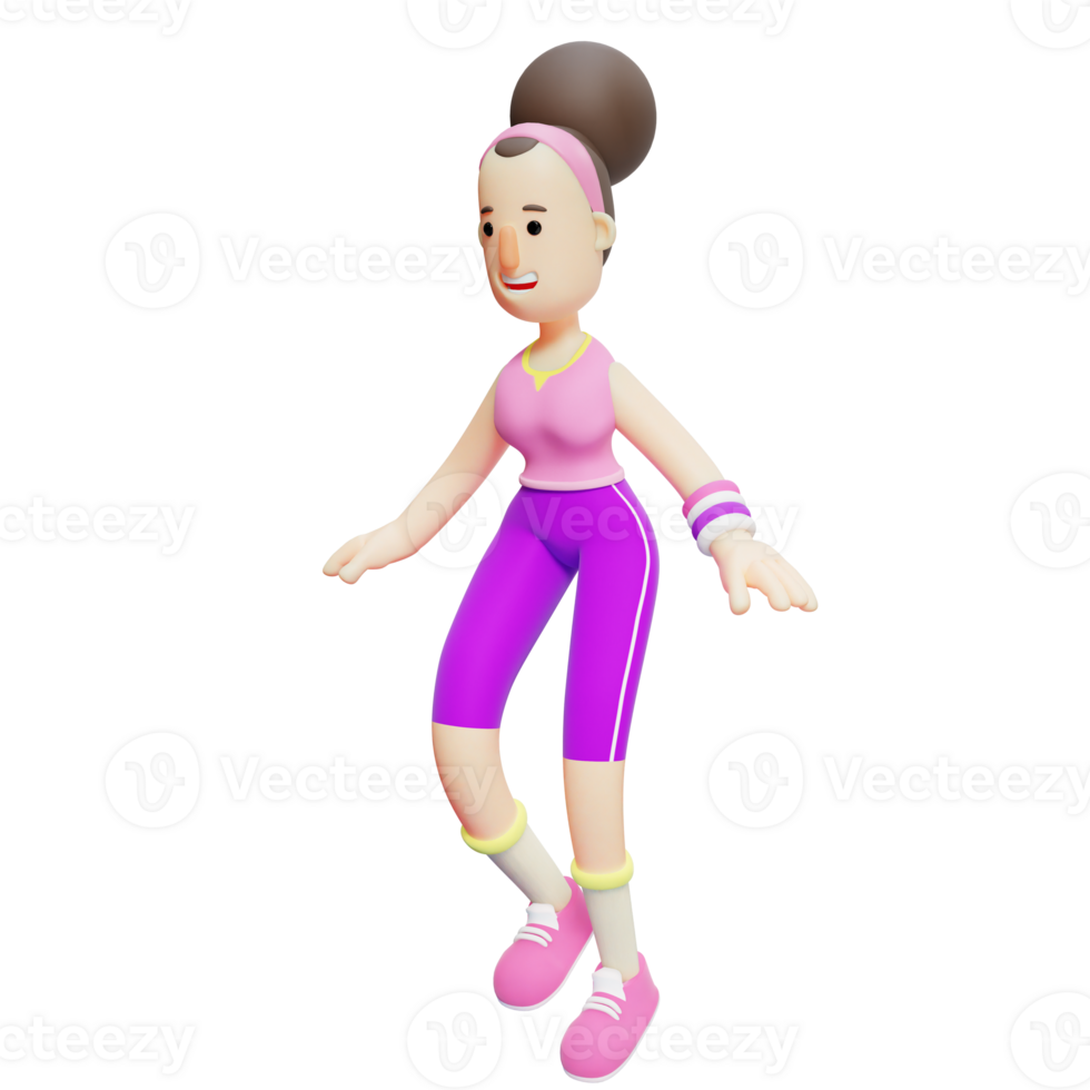 3D Yoga Girl Poses. A female Cartoon Character Performing Warm-Up. Illustrated Cartoon png