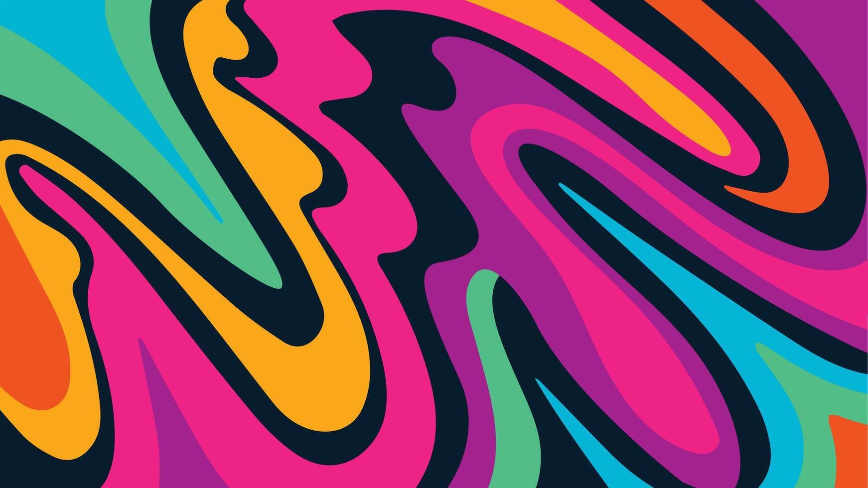Hand drawn flat groovy psychedelic background vector