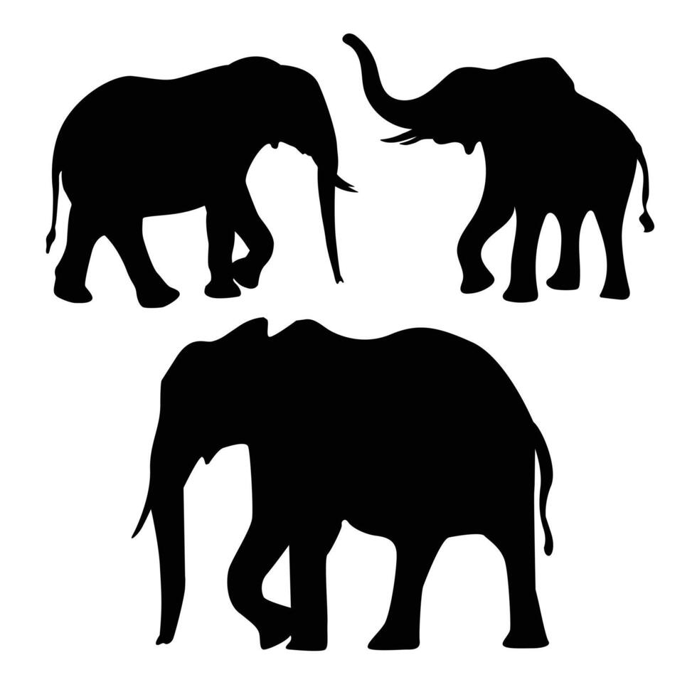Elephant silhouette collection vector